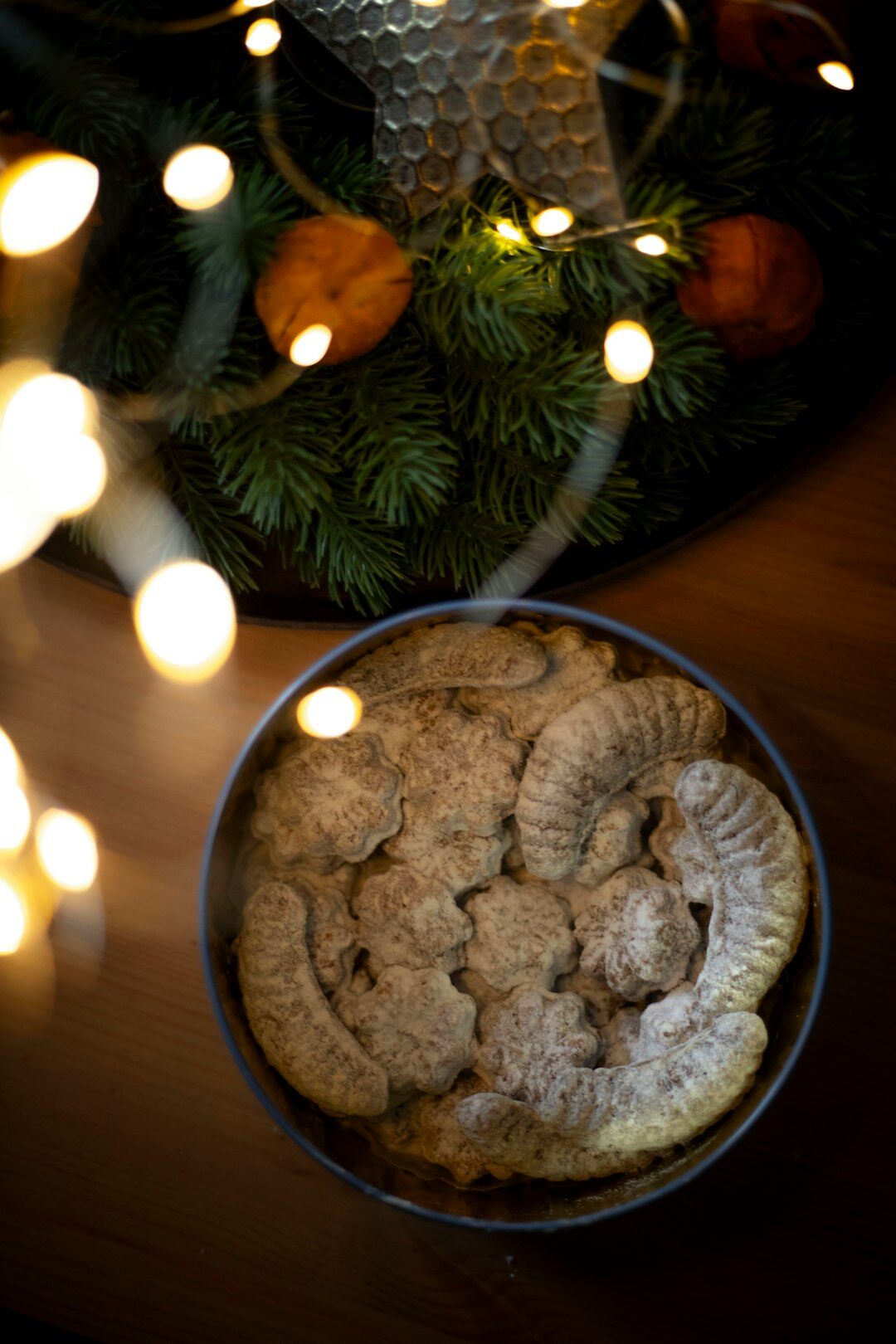 Traditional Czech Christmas cookies vánoční cukroví on a decorative plate